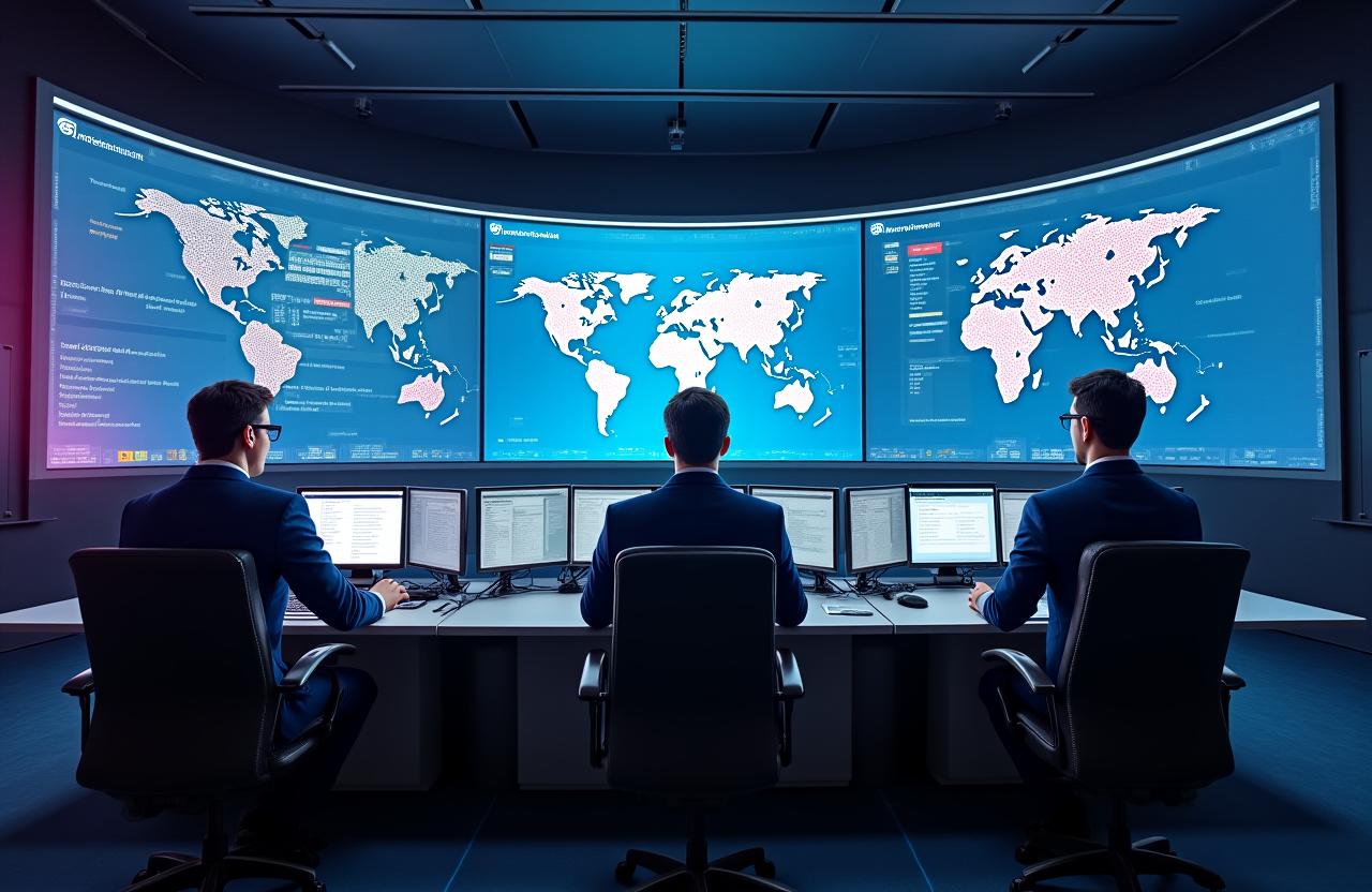 FYFD Distribution INC logistics dispatch center with modern tracking screens
